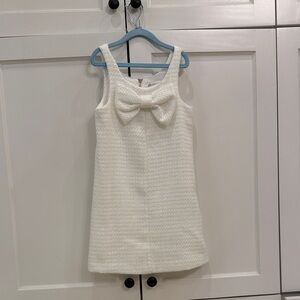 GB girls White Textured Bow-Front Sleeveless Dress